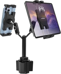 woleyi Dupla Eszköztartó Pohártartóba - Állítható Fém Karos Tablet és Telefon Tartó Autóba, 4-12,9" Készülékekhez, iPad, Galaxy Tab, iPhone  1