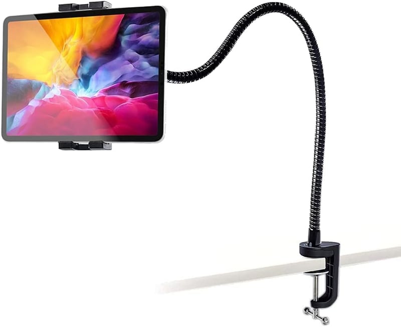 woleyi Hajlítható Tablet Tartó 50 cm - Állítható Univerzális Állvány iPad, iPhone, Galaxy Készülékekhez, 4-13" Méretben, Ágyhoz, Asztalhoz