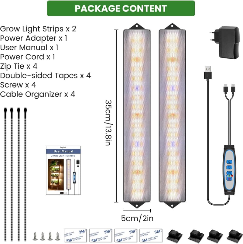 Wolezek LED növénylámpa 210 LED teljes spektrum 2db 35cm időzítővel