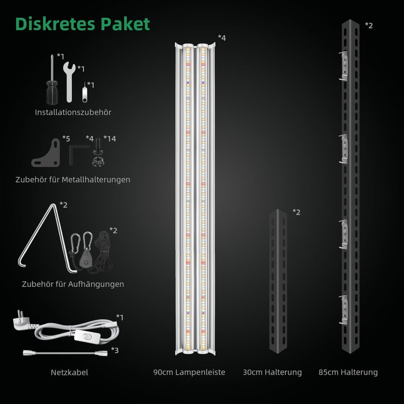 Wolezek WK2000 Növénylámpa LED UV IR Teljes Spektrumú, 90x90cm, 1040 LED, 200W Növénynevelő Lámpa 160° Reflektor Kialakítással, Nagy Megvilá