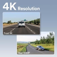 WOLFANG 4K Autós Menetrögzítő Kamera Első-Hátsó Kamerával, GPS, WiFi, 3" IPS Kijelző, Éjjellátó, 170° Látószög, 256GB Támogatás 2
