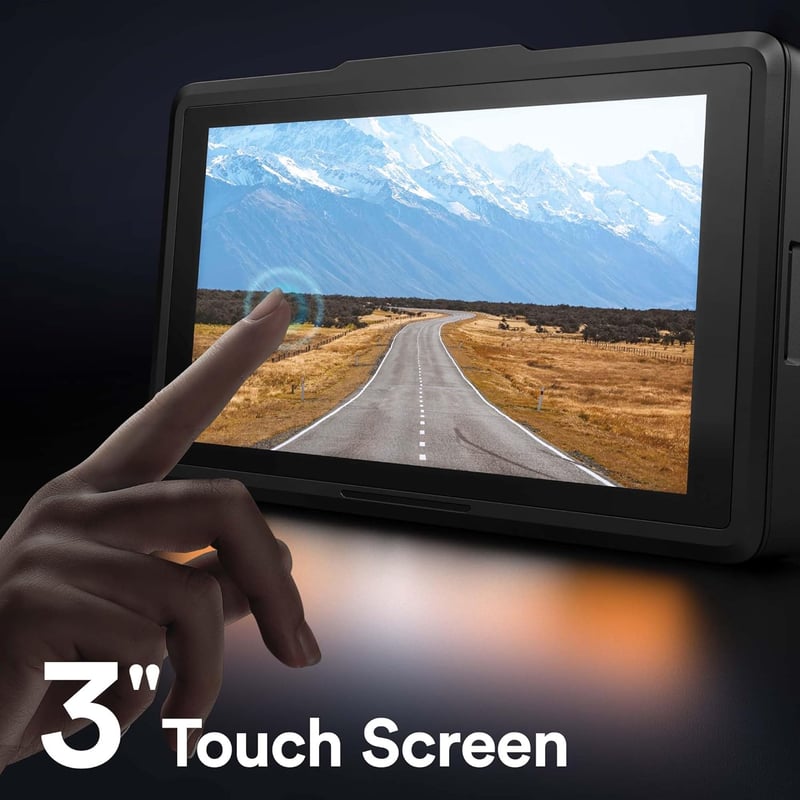 WOLFANG 4K Autós Menetrögzítő Kamera Első-Hátsó Kamerával, GPS, WiFi, 3" IPS Kijelző, Éjjellátó, 170° Látószög, 256GB Támogatás