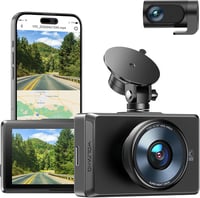 WOLFANG 4K Autós Menetrögzítő Kamera Első-Hátsó Kamerával, GPS, WiFi, 3" IPS Kijelző, Éjjellátó, 170° Látószög, 256GB Támogatás 1