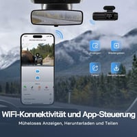 Cameră Auto Duală WOLFANG 4K față-spate, Wi-Fi, unghi vizual de 170°, senzor G, mod parcare 24H, vedere nocturnă, înregistrare în buclă 7