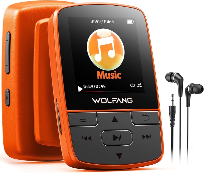 WOLFANG 64GB MP3-lejátszó Bluetooth 5.2 sportclip narancssárga