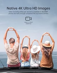 WOLFANG GA420 Akciókamera 4K 60FPS Érintőképernyős Vízálló Sportkamera Képstabilizátorral, WiFi, Külső Mikrofonnal és 2 Akkumulátorral 5