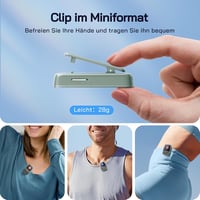WOLFANG MP3 lejátszó Bluetooth 5.2 sportcsíptető mini méret 28,3 g HiFi FM rádió diktafon fejhallgató tartozék katonai zöld 5