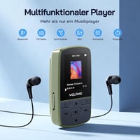 WOLFANG MP3 lejátszó Bluetooth 5.2 sportcsíptető mini méret 28,3 g HiFi FM rádió diktafon fejhallgató tartozék katonai zöld 2
