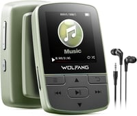 WOLFANG MP3 lejátszó Bluetooth 5.2 sportcsíptető mini méret 28,3 g HiFi FM rádió diktafon fejhallgató tartozék katonai zöld 1