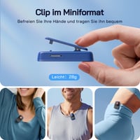 MP3 prehrávač WOLFANG s technológiou Bluetooth 5.2, 64 GB, modrý, športový klip, mini veľkosť 28,3 g, HiFi reproduktor, FM rádio, diktafón, slúchadlá 4