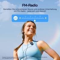 MP3 prehrávač WOLFANG s technológiou Bluetooth 5.2, 64 GB, modrý, športový klip, mini veľkosť 28,3 g, HiFi reproduktor, FM rádio, diktafón, slúchadlá 5