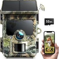 WOLFANG Napelemes Vadkamera 4K 68MP Mobilos Átvitellel - 120° Széles Látószögű WiFi/Bluetooth Vadmegfigyelő Kamera Éjjellátóval, IP66 Vízáll 1