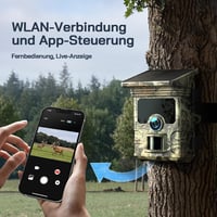 WOLFANG Napelemes Vadkamera 4K 68MP Mobilos Átvitellel - 120° Széles Látószögű WiFi/Bluetooth Vadmegfigyelő Kamera Éjjellátóval, IP66 Vízáll 4