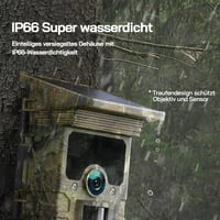 WOLFANG Napelemes Vadkamera 4K 68MP Mobilos Átvitellel - 120° Széles Látószögű WiFi/Bluetooth Vadmegfigyelő Kamera Éjjellátóval, IP66 Vízáll 5