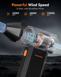 Suflantă de aer electrică WOLFBOX MegaFlow 50, 110.000 RPM, fără fir, 3 viteze 2