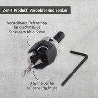 Wolfcraft Csavarfúró 3.2-12mm Mélységhatárolóval és Süllyesztéssel 2