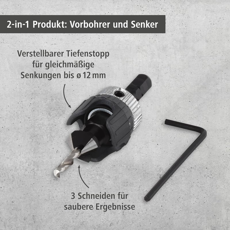 Wolfcraft Csavarfúró 3.2-12mm Mélységhatárolóval és Süllyesztéssel