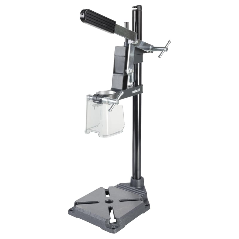 Stativ pentru mașina de găurit wolfcraft SOLID – prindere 43 mm, deschidere 112 mm, cursă 55 mm, pentru găurire cu limitator de adâncime, 5028000