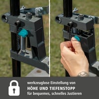 Stativ pentru mașina de găurit wolfcraft SOLID – prindere 43 mm, deschidere 112 mm, cursă 55 mm, pentru găurire cu limitator de adâncime, 5028000 5