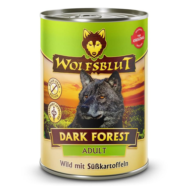 Hrană completă pentru câini adulți Wolfsblut Dark Forest – fără aditivi artificiali, coloranți și conservanți – 395 g x 6 bucăți
