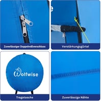 WolfWise Hordozható Pop-Up Öltöző és Zuhanyzó Sátor - Kék, UV-védelemmel, Kempingezéshez, Strandoláshoz, Vízálló, 120x120x190 cm - blue 5