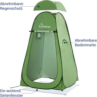 WolfWise Hordozható Pop-Up Öltözősátor - Zuhanyzó és WC Sátor Kempingezéshez, UV-védelemmel, Vízlepergető Bevonattal, Zöld, 120x120x190 cm - Green 3