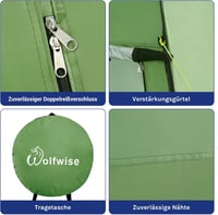 WolfWise Hordozható Pop-Up Öltözősátor - Zuhanyzó és WC Sátor Kempingezéshez, UV-védelemmel, Vízlepergető Bevonattal, Zöld, 120x120x190 cm - Green 5