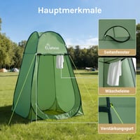 WolfWise Hordozható Zuhanyzó és Öltöző Sátor - Pop-Up Kemping Privát Fülke, Vízálló Polyester, 190 cm Magas, Zöld 7