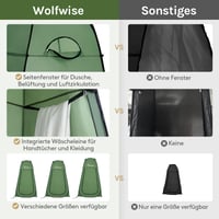 WolfWise Hordozható Zuhanyzó és Öltöző Sátor - Pop-Up Kemping Privát Fülke, Vízálló Polyester, 190 cm Magas, Zöld 3