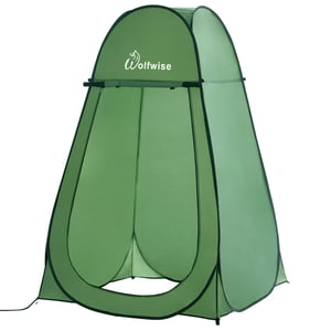 Cort de duș și vestiar portabil WolfWise Pop-Up, 120x120x190 cm, verde - pentru camping și intimitate — peretele cortului este rupt (stare: vezi imaginea a 2-a)
