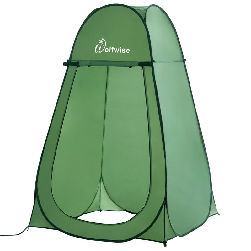 WolfWise Hordozható Zuhanyzó és Öltöző Sátor - Pop-Up Kemping Privát Fülke, Vízálló Polyester, 190 cm Magas, Zöld