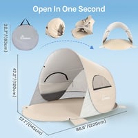 WolfWise Pop-up Strandtáska UPF50+ UV Védelemmel 4-5 Személyes Beige 3