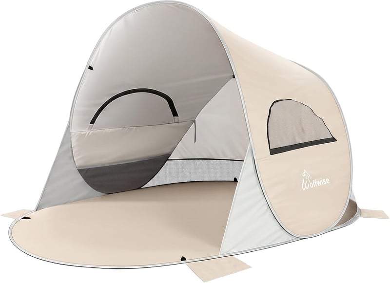 WolfWise Pop-up Strandtáska UPF50+ UV Védelemmel 4-5 Személyes Beige