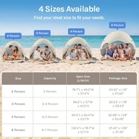WolfWise Pop-up Strandtáska UPF50+ UV Védelemmel 4-5 Személyes Beige 2