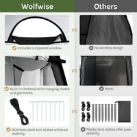WolfWise PRO Pop-Up zuhanysátor kempinghez, fekete, vízálló, hordozható, talpas kivitel, tárolórekesszel, T-ajtós felnyíló dizájn 7