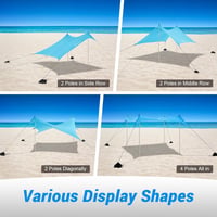 WolfWise Strandpavilon UPF50+ Napvédő Sátor 3x3m - Kék, Vízálló, Szélálló Strandsátor 4-8 Személyre, Homokrögzítővel, Egyszerű Összeszerelés 8