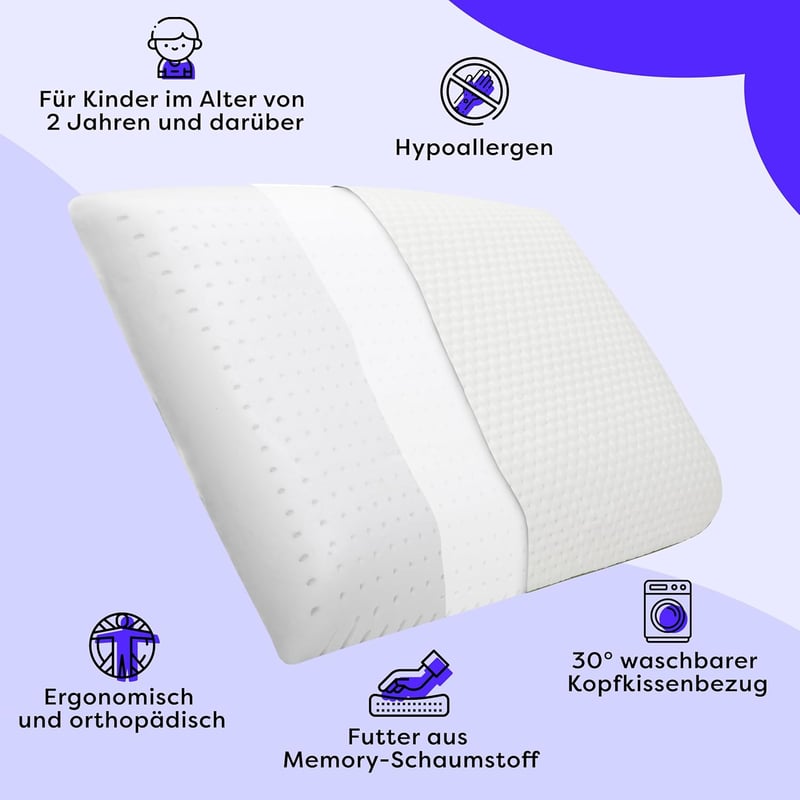 Wolkenfeld gyermek párna 60x40 cm memóriahabbal 2+ éveseknek