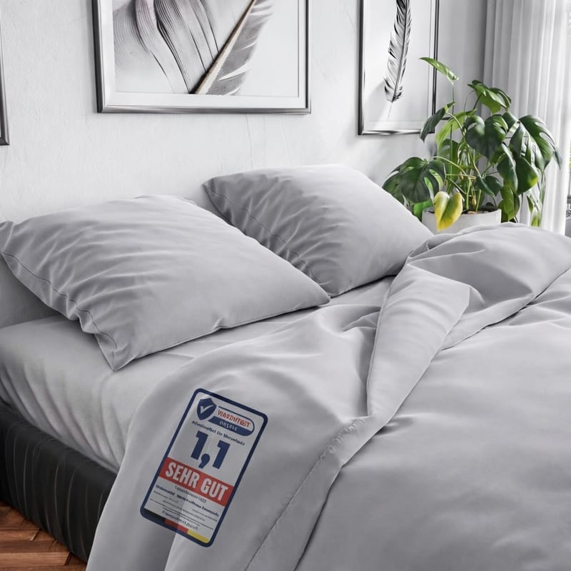 Wolkenfeld pamut ágyneműhuzat 220x240 cm világosszürke 3 részes szett - 220 x 240 cm, Lightgrey