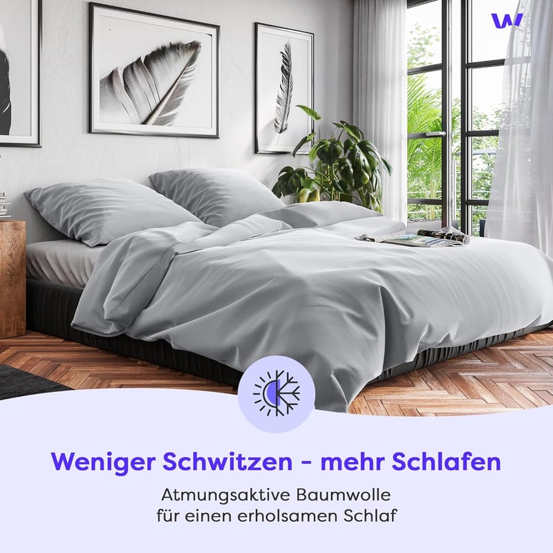 Wolkenfeld pamut ágyneműhuzat 220x240 cm világosszürke 3 részes szett - 220 x 240 cm, Lightgrey