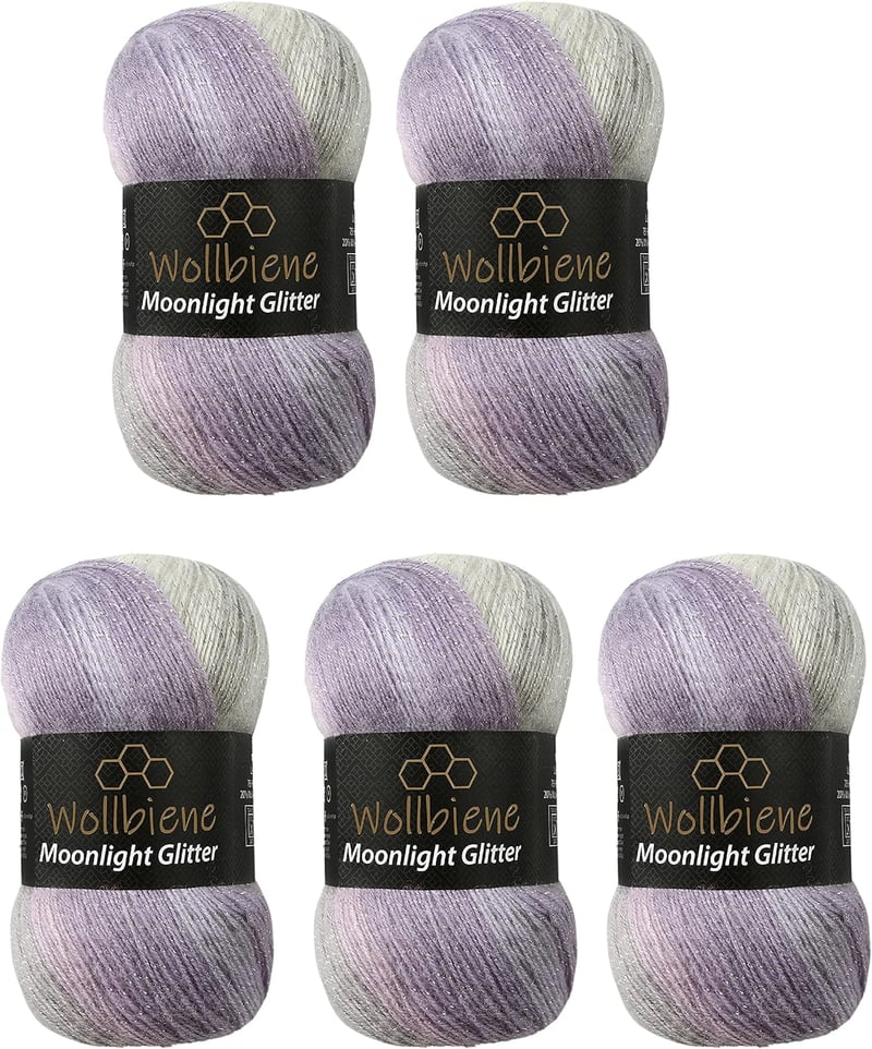 Wollbiene Moonlight Glitter Batik Simli Kötőfonal 500g Fényes Rózsaszín-Szürke - 2700 Rose Grey