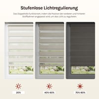 WOLTU Duo zebra roleta Klemmfix bez vŕtania, vzhľad bukového dreva, 75 x 150 cm, na okná a dvere, s bočným ovládaním, svetlopriepustná a zatemňovacia 3
