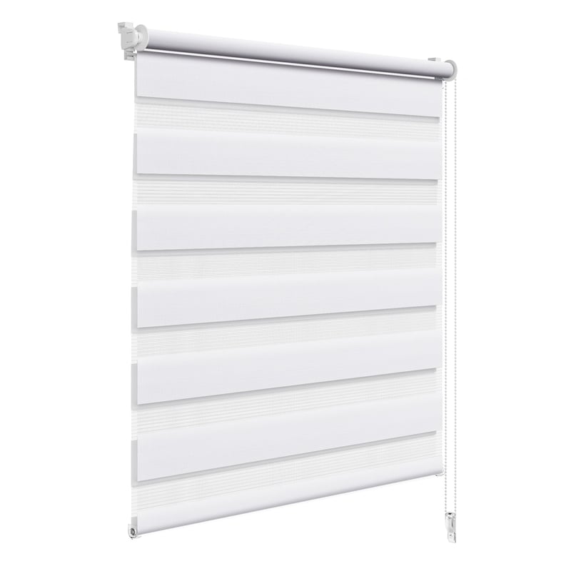 WOLTU Dvojitá roleta Klemmfix bez vŕtania 110x120 cm biela, zebrová roleta, zatemňovacia a priesvitná okenná roleta na dvere a okná