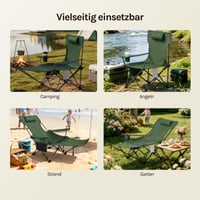 WOLTU Kempingszék 2 db-os Szett Összecsukható Lábtartóval, 2 az 1-ben Strandszék Italtartóval és Tárolótáskával Horgászathoz Kempinghez 4