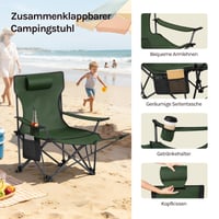 WOLTU Kempingszék 2 db-os Szett Összecsukható Lábtartóval, 2 az 1-ben Strandszék Italtartóval és Tárolótáskával Horgászathoz Kempinghez 8