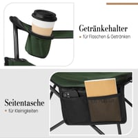 WOLTU Kempingszék 2 db-os Szett Összecsukható Lábtartóval, 2 az 1-ben Strandszék Italtartóval és Tárolótáskával Horgászathoz Kempinghez 9