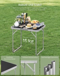 Masă de camping pliabilă WOLTU cu mâner, 70 x 60 x 50 cm, negru, masă de picnic portabilă 7