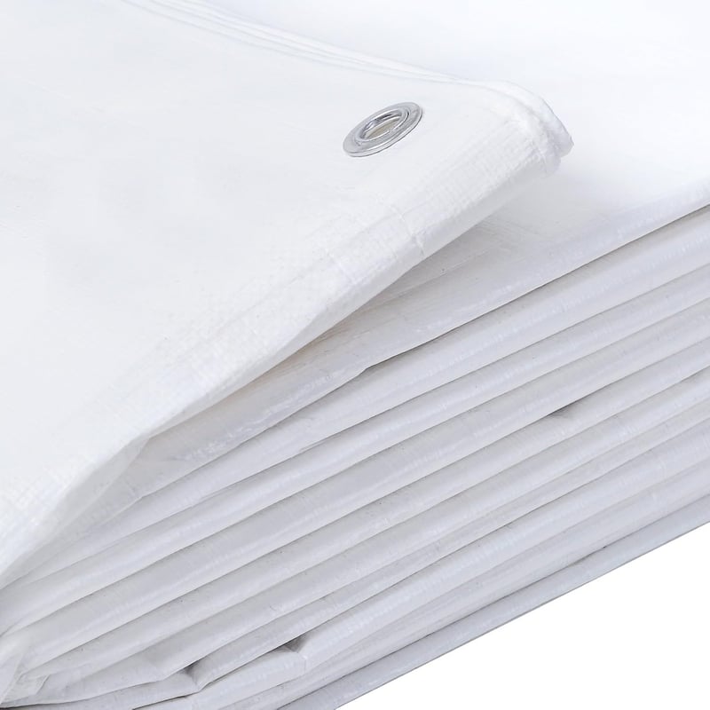 WOLTU PE Takaróponyva 180g/m² Vízálló Szakadásálló Szemmekkel - 3 x 4 metres, White