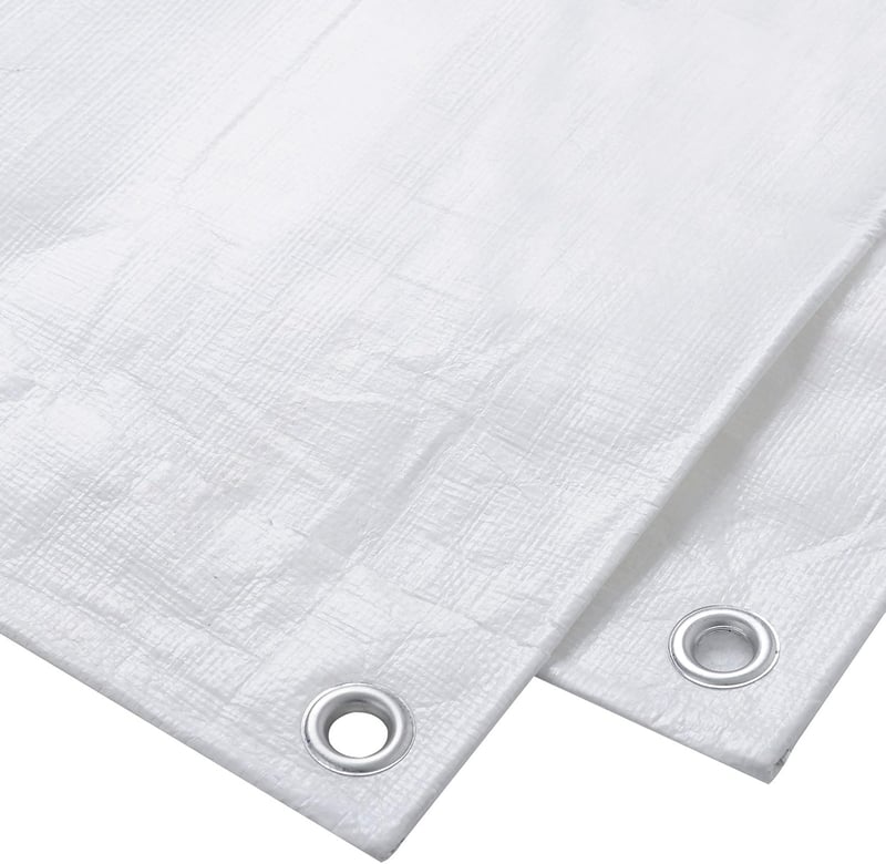 WOLTU PE Takaróponyva 180g/m² Vízálló Szakadásálló Szemmekkel - 3 x 4 metres, White
