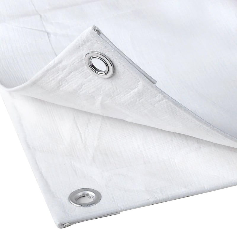 WOLTU PE Takaróponyva 180g/m² Vízálló Szakadásálló Szemmekkel - 3 x 4 metres, White