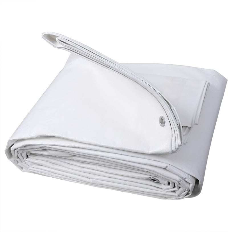 WOLTU PE Takaróponyva 180g/m² Vízálló Szakadásálló Szemmekkel - 3 x 4 metres, White